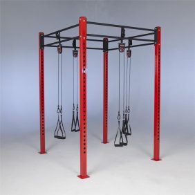 A gym equipped with the CrossCore® Rotational Bodyweight Training™ Modular Rack, including a pull-up bar.