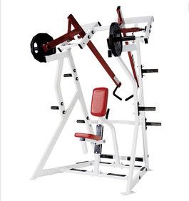 A new Hammer Strength Plate Loaded Iso-Lateral D.Y. Row - Remanufactured with a red and white seat.