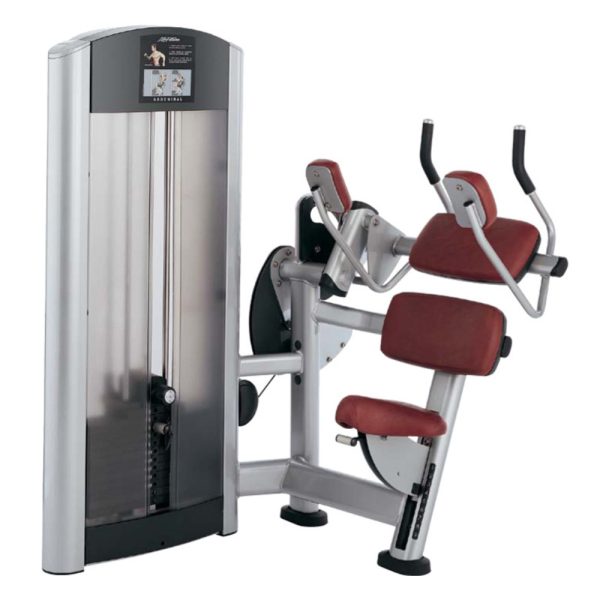 A Life Fitness Signature Abdominal - As Is Functional machine with a seated position, available in both new and remanufactured options.