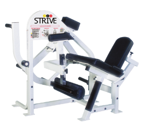 The Strive Plate Loaded Leg Extension - Remanufactured is shown on a white background. It is a new gym equipment.